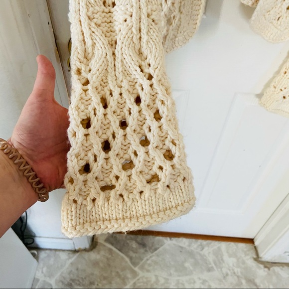 THE LIMITED cream knit open front crochet wool blend sweater size medium - Picture 3 of 6